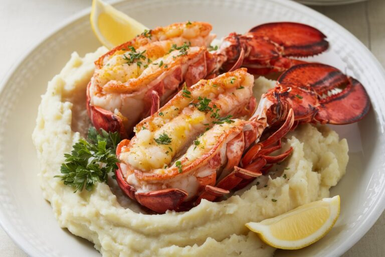 Butter-Seared Lobster Tails over Creamy Mashed Potatoes: A Luxurious Yet Simple Indulgence