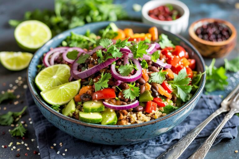 Black Bean & Quinoa Fajita Bowl – A Colorful, Flavor-Packed Plant-Based Powerhouse 🌱