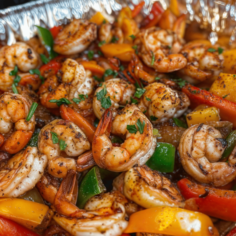 Spicy Garlic Shrimp with Sautéed Bell Peppers & Onions
