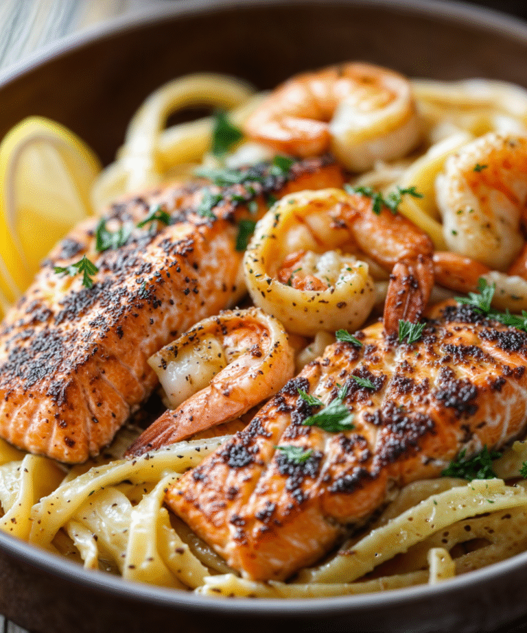 Cajun Salmon & Garlic Butter Shrimp Pasta: A Restaurant-Quality Meal at Home