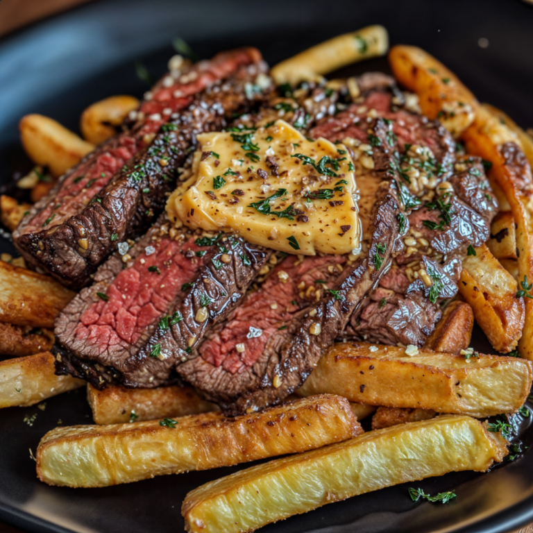 Gourmet Steak Frites with Roasted Garlic Butter: A Luxurious French Bistro Experience at Home