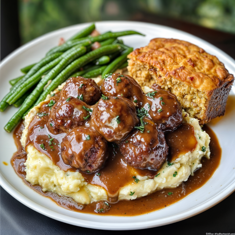 Southern Meatloaf Plate with Cheesy Mashed Potatoes & Sweet Corn Beans