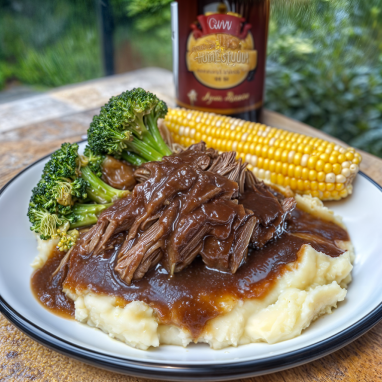 Classic Pot Roast with Mashed Potatoes & Gravy – A Hearty Homestyle Favorite