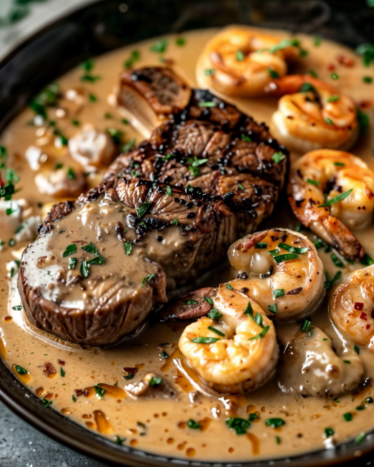 Steak in Creamy Cajun Shrimp Sauce: A Luxurious Surf-and-Turf Experience