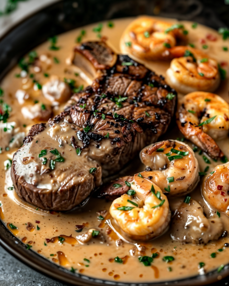 Steak in Creamy Cajun Shrimp Sauce (Surf and Turf) – A Decadent Date Night Dinner
