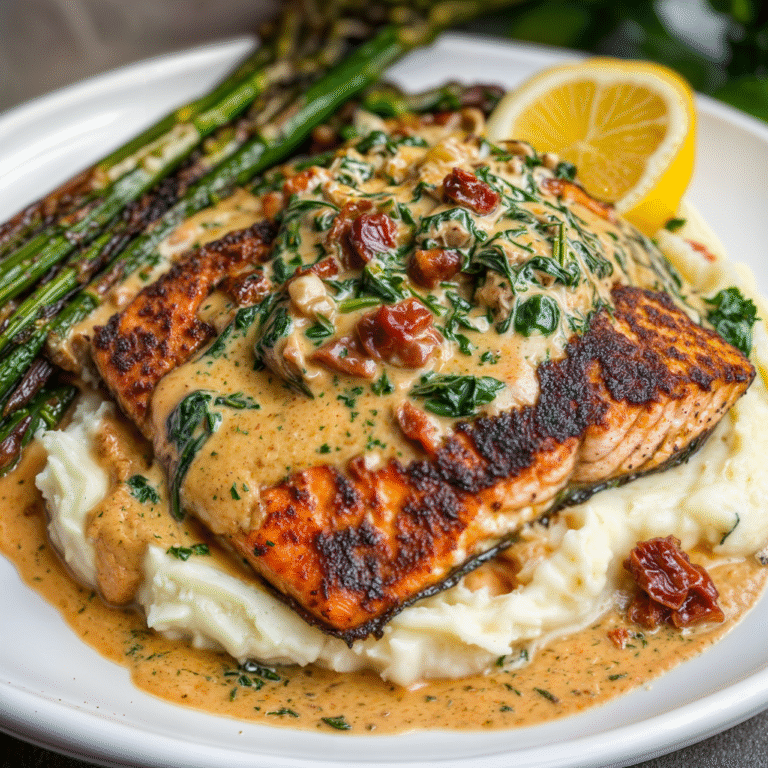 Blackened Salmon with Tuscan Cream Sauce: A Luxurious Weeknight Dinner You’ll Crave