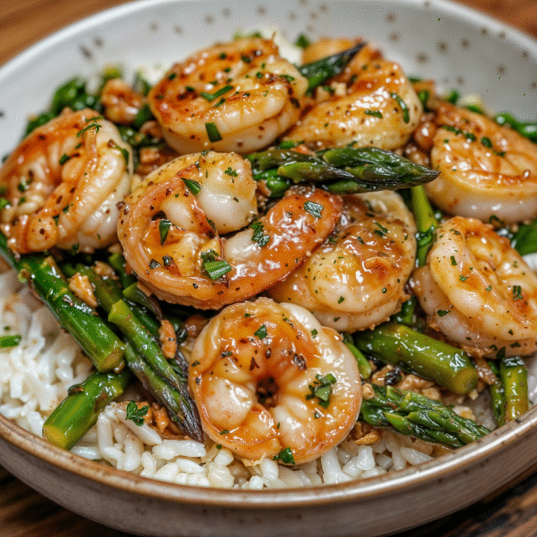 Garlic Butter Shrimp Stir-Fry with Asparagus & Rice – A Flavor-Packed Weeknight Favorite