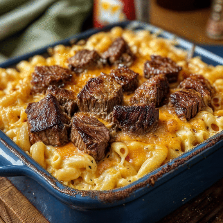 Steak-Topped Mac and Cheese with Collard Greens, Cornbread, and Peach Cobbler: The Ultimate Comfort Meal