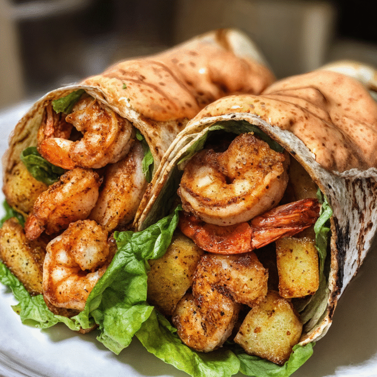 Fried Shrimp Wrap with Cajun Mayo & Potato Wedges: A Crispy Southern-Inspired Delight